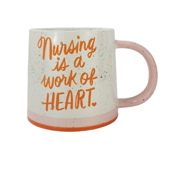 HALLMARK Statement Mug Teacup Nursing is a Work of Heart Quote Pink Orange - Picture 15 of 15